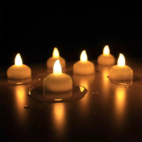 Velas Led Impermeables 24x Tealights Flotantes Sin Llama Luz