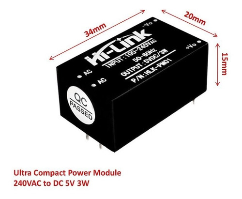 Mini Fuente Voltaje Hlk-pm01 Ac-dc 220v A 5v 600ma Regulado