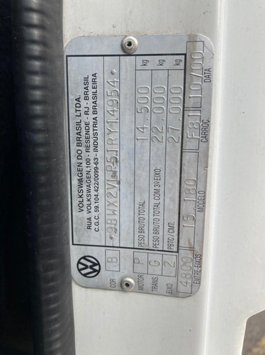 Imagem 6 de 15 de Vw 15-180 6x2 Truck Reduzido Ano 2001 C/ Baú 10 Metros