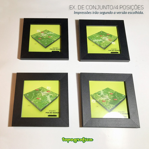 Bombinhas (sc) - Mapa 3d Infográfico - 4 Quadros 15x15cm