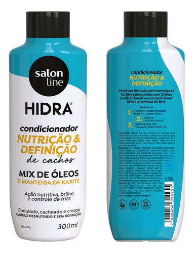 Kit Shampoo E Condicionador Nutrição Cachos Hidra Salon Line
