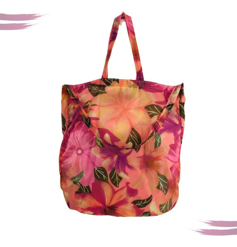 Maxi Bolsa De Praia Piscina Sacola Reutilizavel Já Desenho Do Tecido Bolsa Sacolinha Flor Rosa