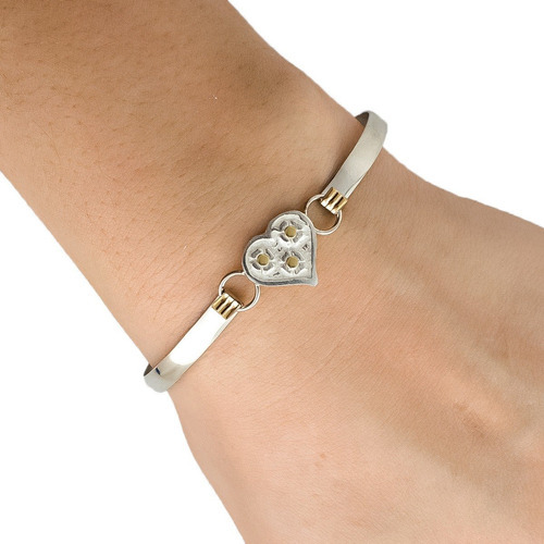 Pulsera Plata Y Oro Esclava Corazón - Mujer Regalo 