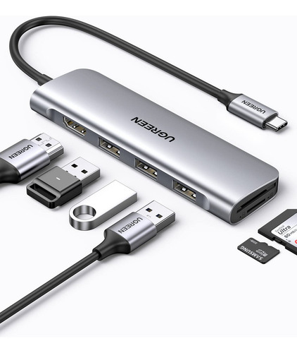 Hub USB Ugreen Ugreen color plateado
