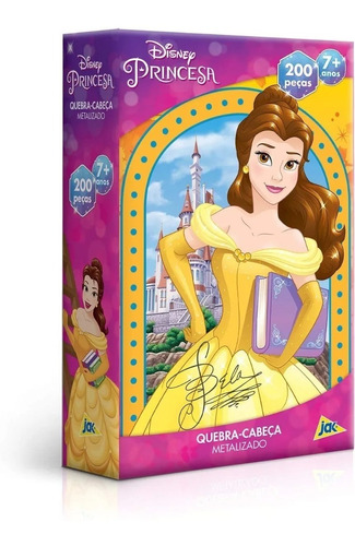 Quebra Cabeça Disney Princesa Bela Metalizado 200 Peças