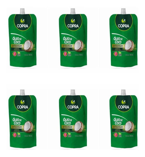 Imagem 1 de 1 de Copra Óleo De Coco Extra Virgem Sachê 100ml (kit C/06)