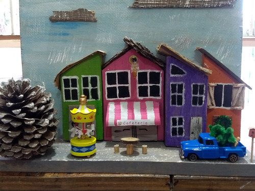 Set 4 Pzas Navidad, Pesebre, Villa Navideña, Piñita Y Pozo (Usado)