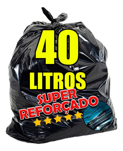 Saco De Lixo 40 Litros Super Reforçado Grosso Uso Pesado Preto 5kg Lixex