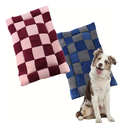 Kit 2 Colchonete Colchão Pet Caminha Tapete Lavável 100x60 Cor Rosa E Azul