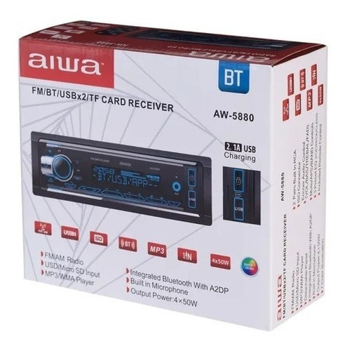 Imagen 4 de 6 de Radio De Auto Aiwa Aw-5880 Usb Sd Aux Bluetooth Negro