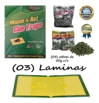 Comprar Combo Pega Trampa Cebo Mata Ratones 3 Laminas + 150 Gramos