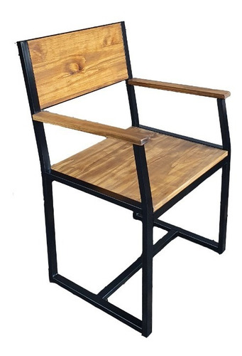 Sillon Industrial Con Brazos Hierro Y Madera Maciza
