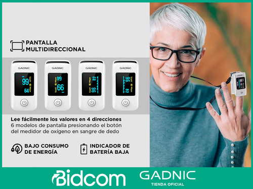 Oxímetro De Pulso Para Dedos Gadnic Con Pinza Adultos Niños