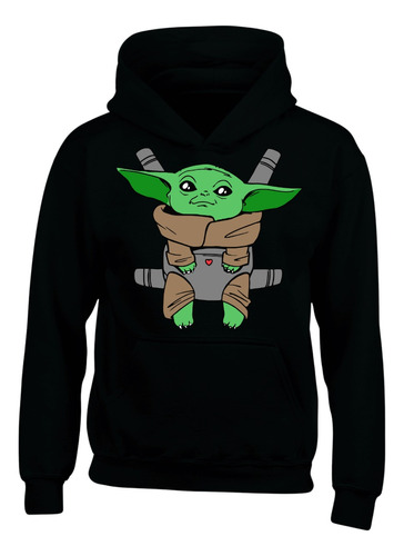 Buzo Capota Baby Yoda Hoodie Saco Serie Black