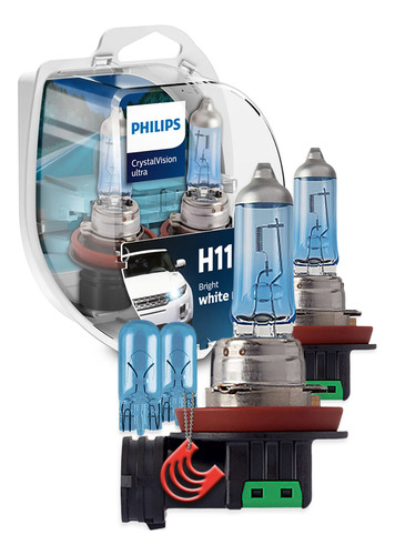 Kit Lâmpada Philips Crystal Vision Ultra H11 55w-12v 4300k