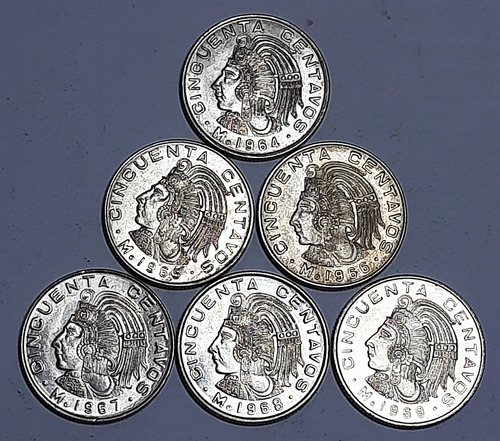 Colección De Monedas 50 Cent Cuauhtémoc 1964 A 1983, 23 Pza. (Usado)