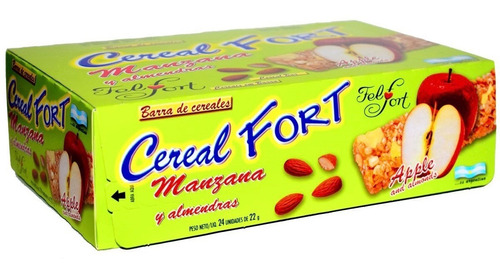 Barra Cereal Fort Manzana Y Almendras Caja 24 Unidades.