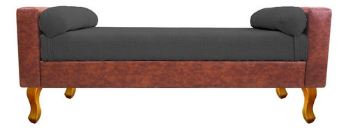 Recamier Félix Solteiro 90cm Corano Nozes E Linho Chumbo-adj