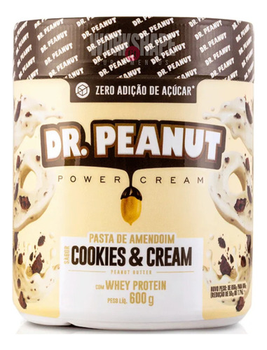 Pasta De Amendoim Dr Peanut Com Whey Protein Isolado 600g Sabor Cookies & Cream