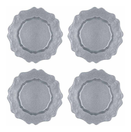 Set De 4 Plato Base De Vidrio Plateado 33 Cm Dk-15_4