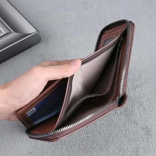 Cartera Rfid De Piel Original Para Hombre Con Caja De Regalo