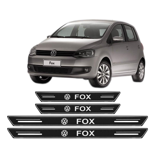 Soleira Platinum Vw Fox 2003 A 2020 4 Peças Preto Sp124