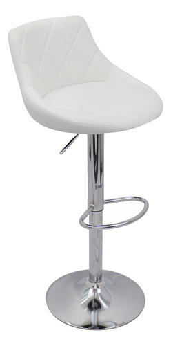 Taburete de bar Milano Carmel, cómodo taburete de cocina alto con ajuste, acabado con estructura de metal, color: blanco, blanco