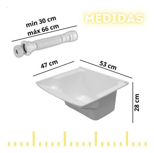 Kit Tanque Plástico Branco 28 Litros Lavanderia Com Sifão