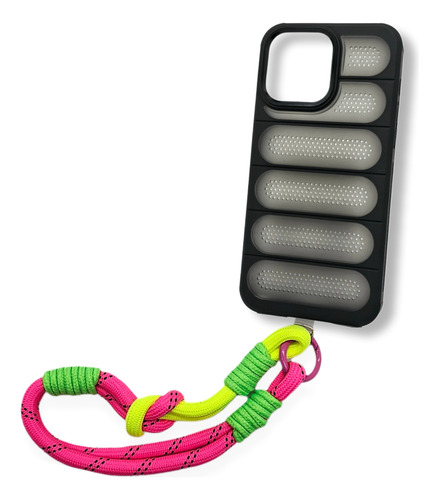 Funda Para Iphone 15 Pro Max Correa + Mica + Envio Gb07 Fucsia