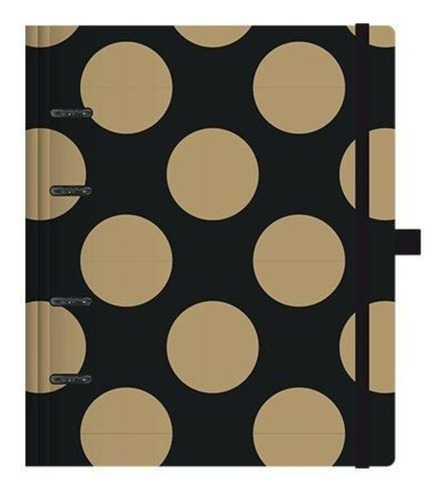 Planner Gold & Craft Fundo Preto Bola Ouro Grande