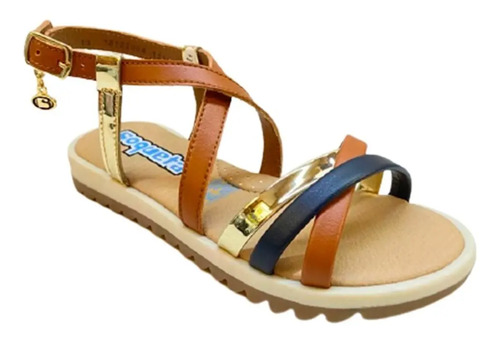 Sandalia Casual Para Niña Color Miel Azul Marca Coqueta | Envío gratis