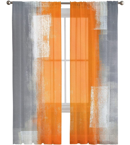 Abstract Art Sheer Voile Window Curtains 2 Panelsrod ...