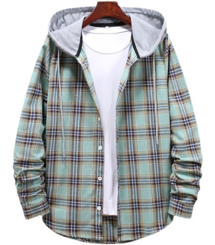 Camisa Sudadera Con Capucha A Cuadros Hombre