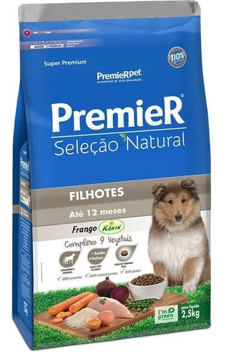 Premier Seleção Natural Frango- Cães Filhotes Médios - 2,5kg