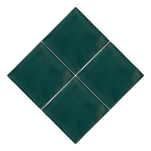 Azulejo 10.5cm Artesanal Talavera Liso 90pz Colores Verde Pavo Sobre Blanco