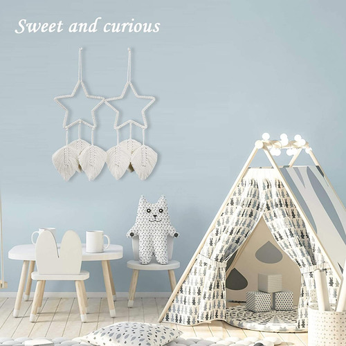 2 Piezas Colgante Macramé Pared Atrapasueños Borlas Decoraci