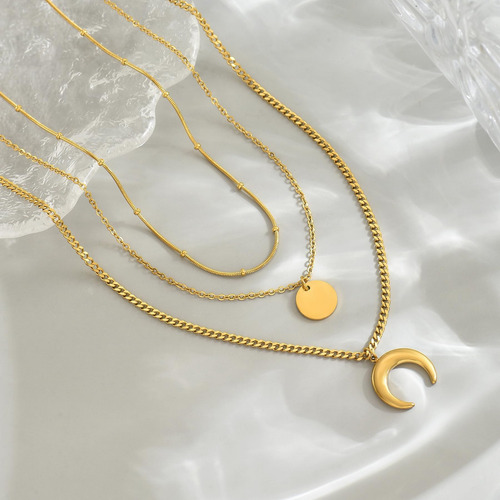 Collares Con Colgante De Moneda De Luna Creciente En Capas C