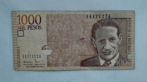 Billete Colombia 1000 Mil Pesos Ultima Edición Ago/2016