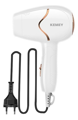 Secador De Pelo Mini Km-6839 Kemei 1800w Plegable De Viaje Color Blanco