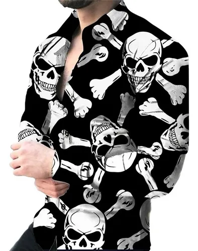 Camisa hombre estampado calaveras new arrivals