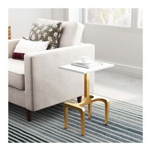 Mesa Lateral Clement Oro/blanco Këssa Muebles