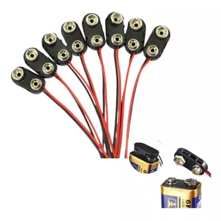 Conector/clip Para Bateria 9v Plástico Rígido 10 Unidades