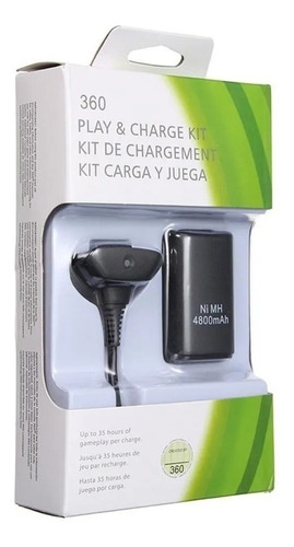 Imagen 1 de 2 de Kit Carga Y Juega Xbox 360 Batería 4800 Mah Cable Cargador