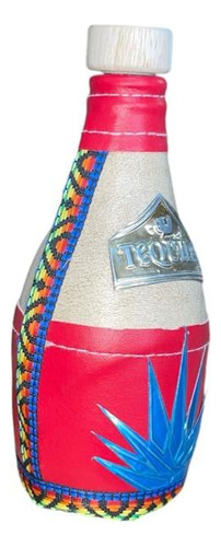 Botella Licorera Forrada 400ml Roja Con 1 Tequilero 60ml Agua
