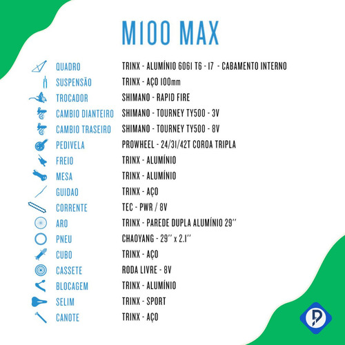 Imagem 8 de 8 de Bike Trinx M100 Max 17 Freio Disco Mecânico Shimano Tourney