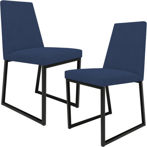 Kit 2 Cadeira Para Cozinha Sala Jantar Industrial Dafne Azul