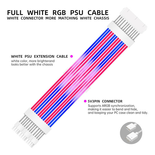 Cables Psu Rgb De 24 Pines, Cable De Pc Argb Para Alimentaci