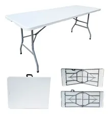 Coolsht Mesa Plegable Tipo Portafolio Plástico Mesa Portatil 1.80m Color Blanco