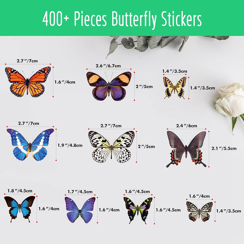Pegatinas De Mariposas Pvc Realistas 400+ Unidades Laptop