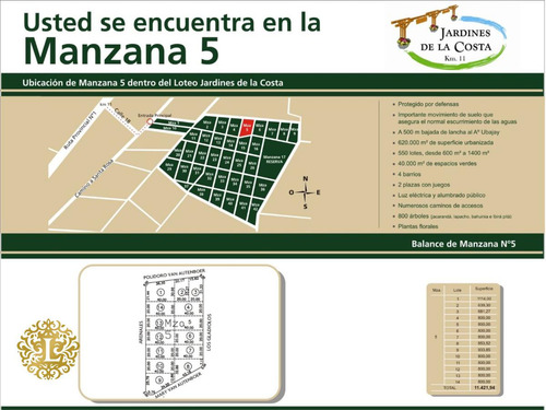 Se Vende Lote En Jardines De La Costa - Ruta 1 Km. 10